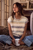 SO ME Soft Fuzzy Multi Color Stripe Cozy Sweater Top - Trendsi - Flyclothing LLC