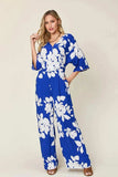 Double Take Full Size Printed Tie Back Wide Leg Jumpsuit - Trendsi - Flyclothing LLC