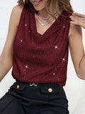 Sequin Cowl Neck Tank - Trendsi - Flyclothing LLC
