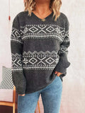 Geometric Dropped Shoulder Long Sleeve Sweater - Trendsi - Flyclothing LLC