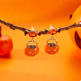 Halloween Rhinestone Pumpkin Dangle Earrings - Trendsi - Flyclothing LLC