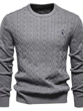 Men's Cable-Knit Round Neck Long Sleeve Sweater - Trendsi - Flyclothing LLC