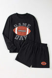 GAME DAY Football Round Neck Long Sleeve Top and Shorts Set - Trendsi - Flyclothing LLC