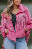 Fringed Zip Up Fleece Jacket - Trendsi - Flyclothing LLC