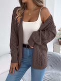 Openwork Open-Front Long Sleeve Cardigan - Trendsi - Flyclothing LLC