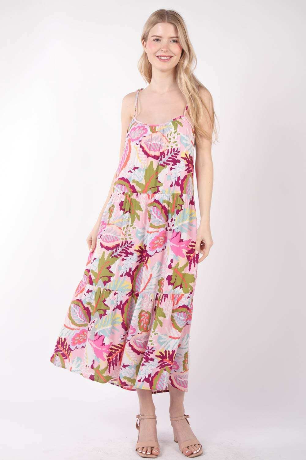 VERY J Tropical Printed Cami Midi Dress - Trendsi - Flyclothing LLC