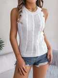 Cable-Knit Round Neck Vest - Trendsi - Flyclothing LLC