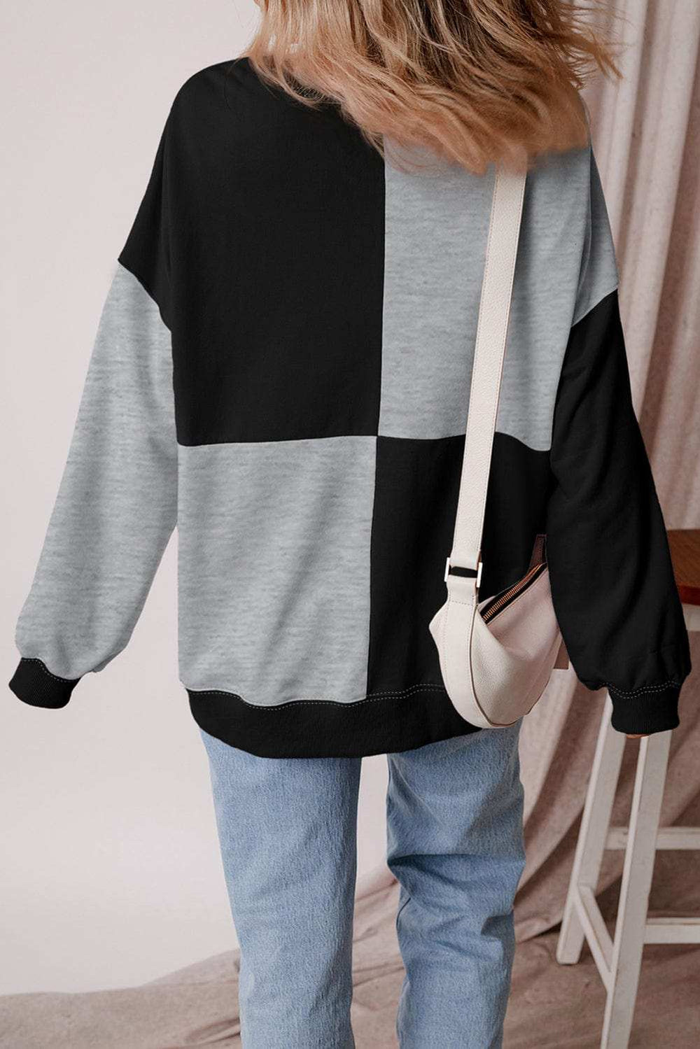 Color Block Half Button Long Sleeve Sweatshirt - Trendsi - Flyclothing LLC