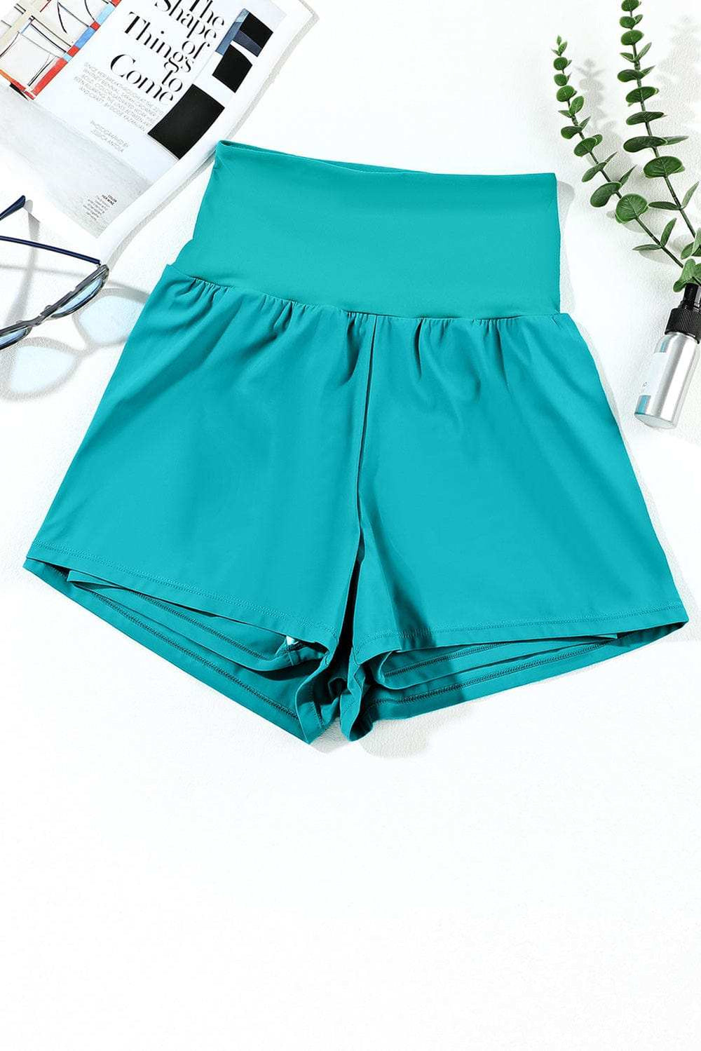 Pocketed High Waist Swim Shorts - Trendsi - Flyclothing LLC