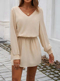 Cutout V-Neck Long Sleeve Mini Dress - Trendsi - Flyclothing LLC