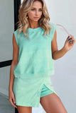 Round Neck Top and Skort Set - Trendsi - Flyclothing LLC