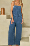 Adjustable Tie Straps Wide Leg Denim Overalls - Trendsi - Flyclothing LLC