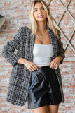 First Love Full Size Lurex Mixed Tweed One Button Blazer - Trendsi - Flyclothing LLC