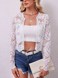 Lace Open Front Long Sleeve Jacket - Trendsi - Flyclothing LLC