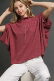 Umgee Textured Mock Neck Relaxed Top - Trendsi - Flyclothing LLC