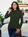 Ruched Mock Neck Long Sleeve T-Shirt - Trendsi - Flyclothing LLC