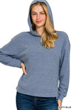 Zenana Ribbed Long Sleeve Hoodie - Trendsi - Flyclothing LLC
