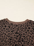 Ribbed Trim Leopard Print Long Sleeve Top - Trendsi - Flyclothing LLC