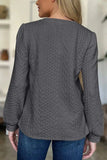 Textured Round Neck Long Sleeve Sweatshirt - Trendsi - Flyclothing LLC