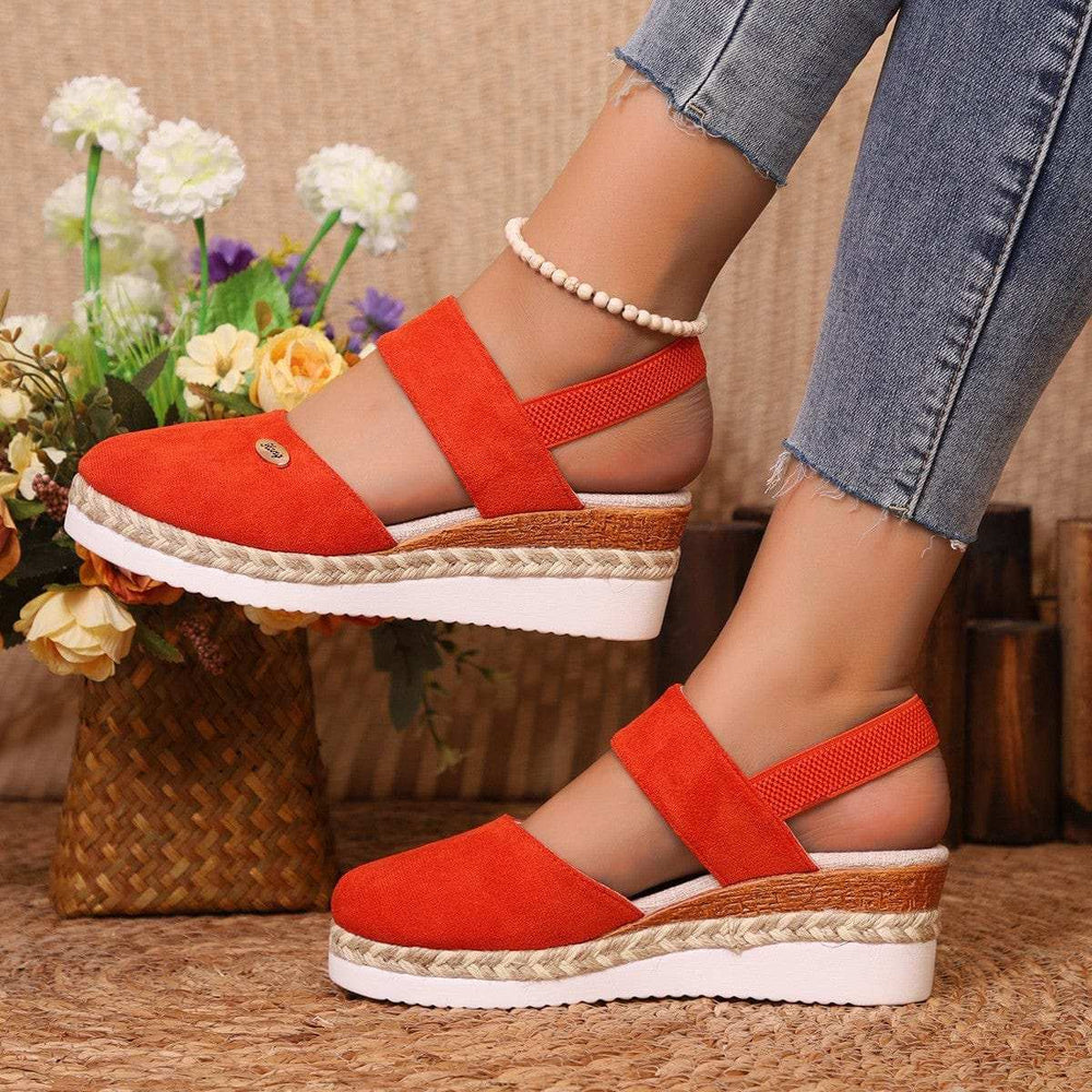 Round Toe Wedge Sandals - Trendsi - Flyclothing LLC