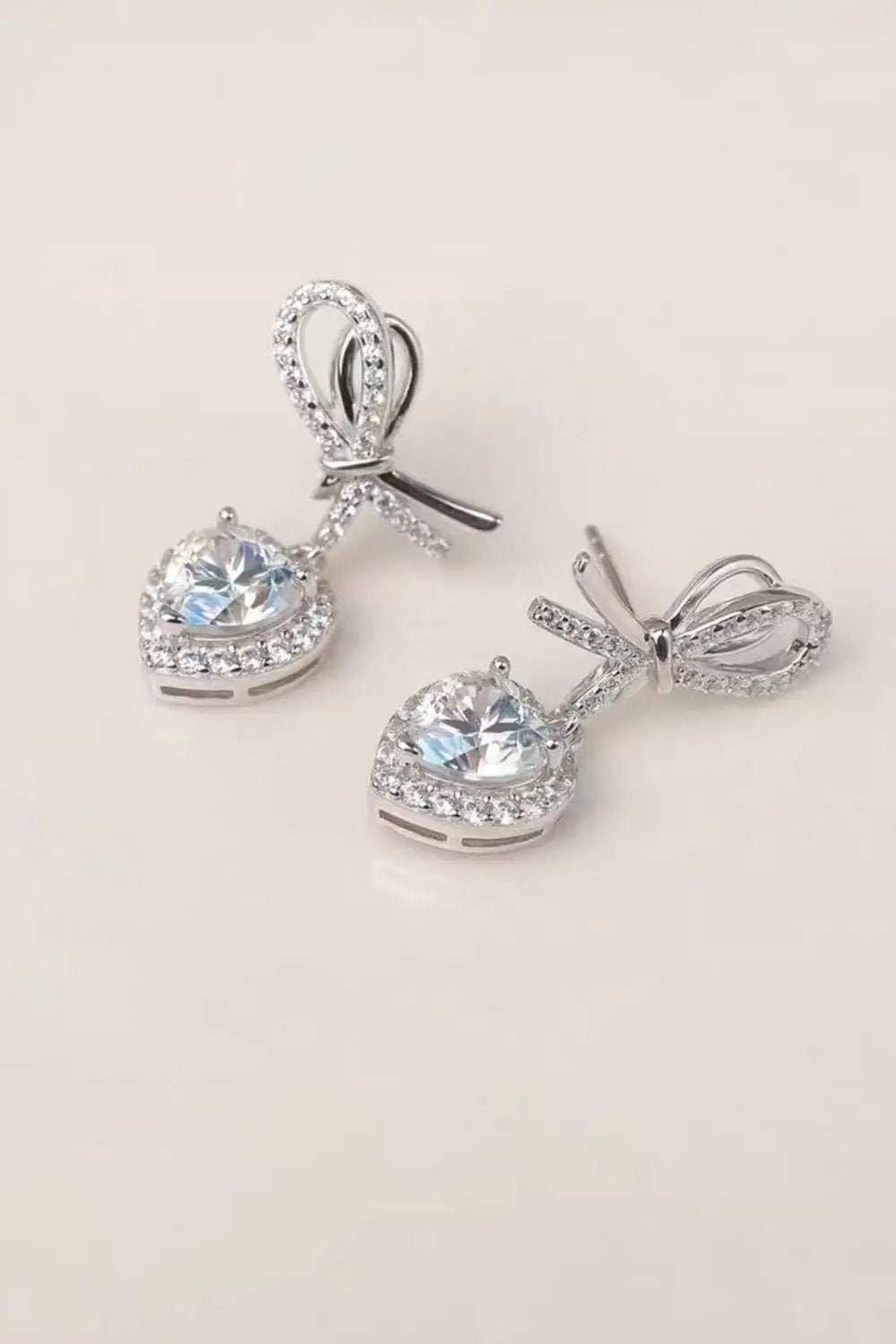 2 Carat Moissanite 925 Sterling Silver Heart Earrings - Trendsi - Flyclothing LLC