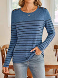 Lovelet Striped Round Neck Long Sleeve T-Shirt - Trendsi - Flyclothing LLC