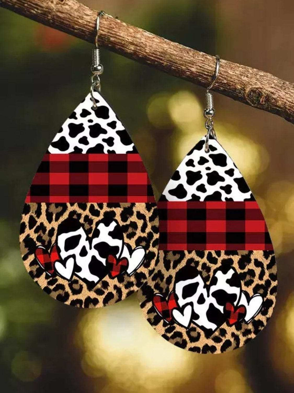 Printed PU Leather Dangle Earrings - Trendsi - Flyclothing LLC