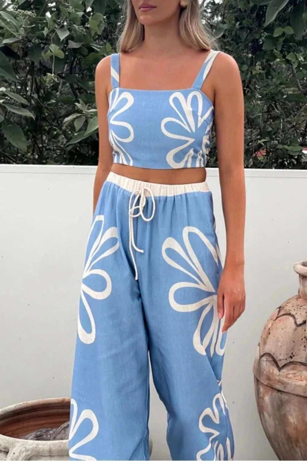 Smocked Square Neck Cami and Pants Set - Trendsi - Flyclothing LLC