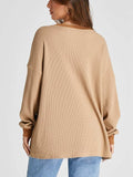 Waffle Knit Round Neck Long Sleeve T-Shirt - Trendsi - Flyclothing LLC