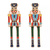 Christmas 18K Gold-Plated Nutcracker Soldier Earrings - Trendsi - Flyclothing LLC