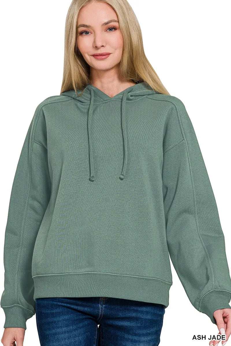 Zenana Drawstring Relaxed Fit Fleece Hoodie - Trendsi - Flyclothing LLC