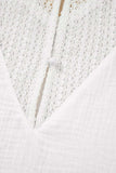 Lace Crochet Textured Button Back V Neck T Shirt - Trendsi - Flyclothing LLC