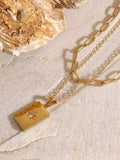 18K Gold-Plated Stainless Steel Double-Layered Necklace - Trendsi - Flyclothing LLC