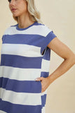 Basic Bae Full Size Striped Round Neck Cap Sleeve Mini Dress - Trendsi - Flyclothing LLC