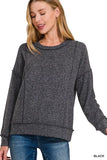 Zenana Brushed Hacci Drop Shoulder Sweater - Trendsi - Flyclothing LLC