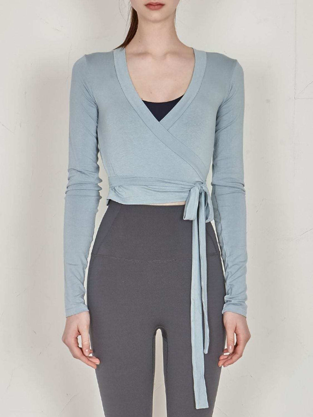 Tied Surplice Long Sleeve Top - Trendsi - Flyclothing LLC