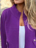 Full Size Textured Knit Zip Up Outerwear Plus Size - Trendsi - Flyclothing LLC