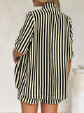 Striped Button Up Shirt and Shorts Set - Trendsi - Flyclothing LLC