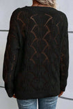 Openwork V-Neck Long Sleeve Sweater - Trendsi - Flyclothing LLC