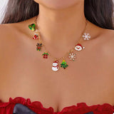 18K Gold-Plated Resin Christmas Theme Necklace - Trendsi - Flyclothing LLC