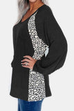 Full Size Leopard V-Neck Long Sleeve T-Shirt - Trendsi - Flyclothing LLC
