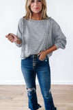 Raw Hem Round Neck Long Sleeve Sweatshirt - Trendsi - Flyclothing LLC