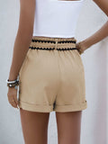Perfee Tied Contrast Trim Shorts - Trendsi - Flyclothing LLC