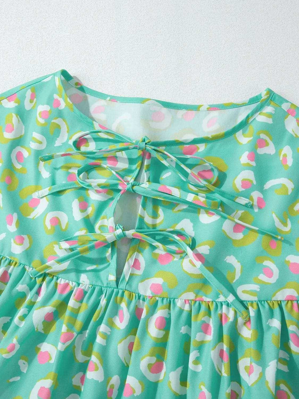 Tied Printed Long Sleeve Blouse - Trendsi - Flyclothing LLC