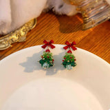 Christmas Tree Bowknot Dangle Earrings - Trendsi - Flyclothing LLC