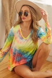 BiBi Tie Dye Long Sleeve V-Neck T-Shirt - Trendsi - Flyclothing LLC