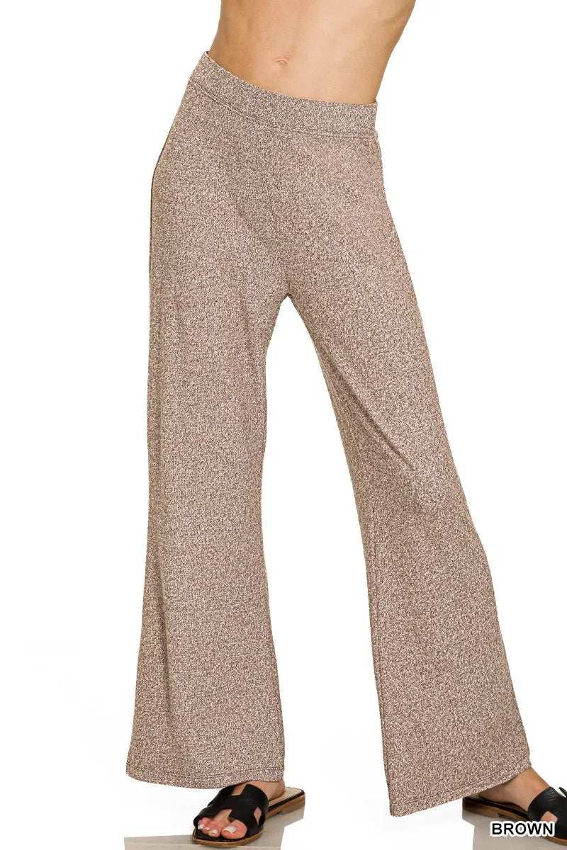 Zenana Soft Elastic Waisted Flare Pants - Trendsi - Flyclothing LLC