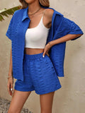Button Up Half Sleeve Top and Shorts Set - Trendsi - Flyclothing LLC