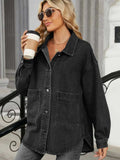 Removable Hood Button Up Long Sleeve Denim Jacket - Trendsi - Flyclothing LLC
