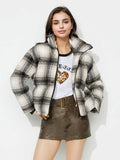 Plaid Zip Up Long Sleeve Jacket - Trendsi - Flyclothing LLC